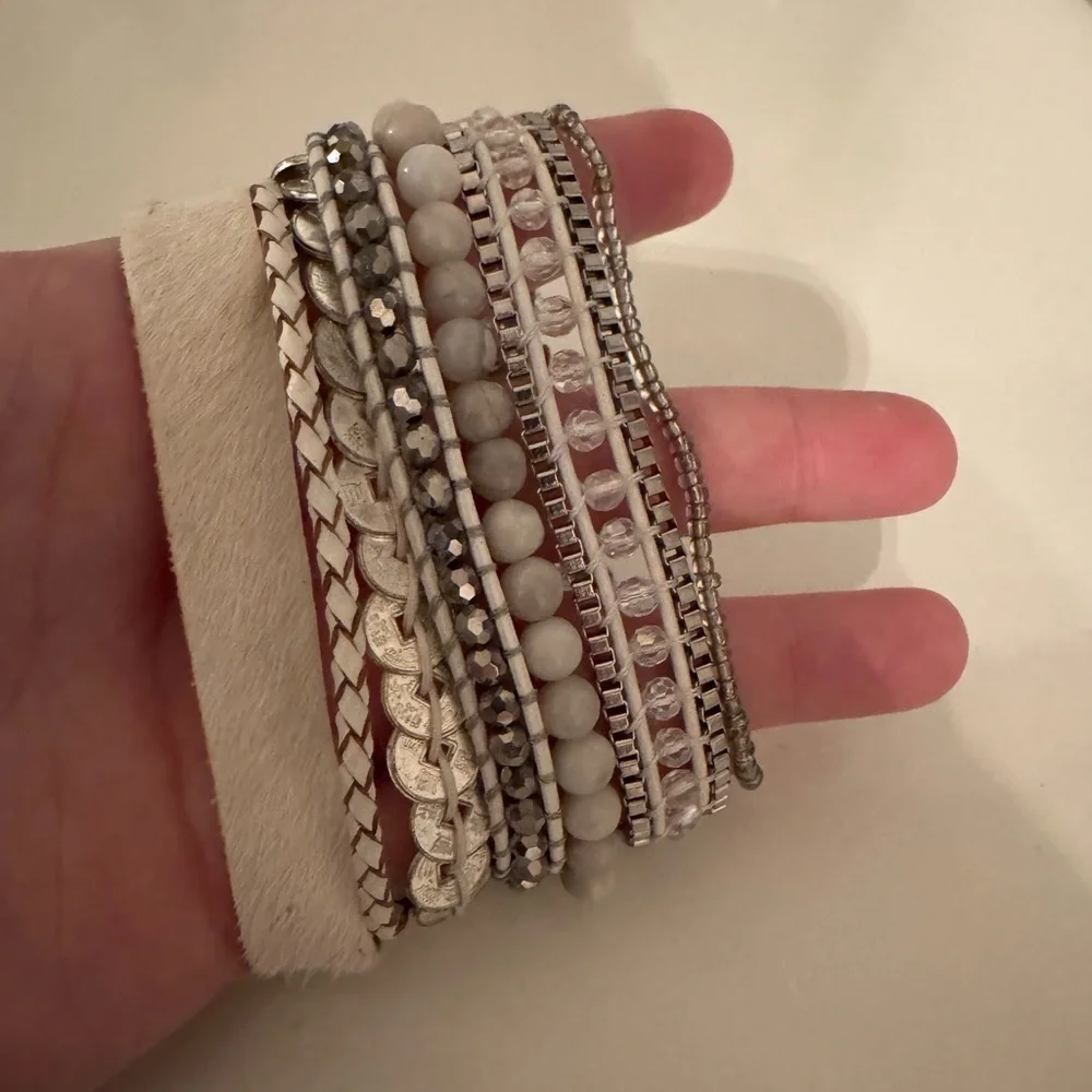 Victoria Emerson Silver and White Multi-Strand Bracelet